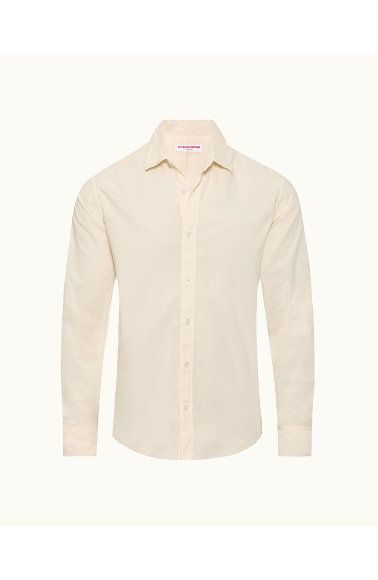 Orlebar Brown Giles Tailored Fit Garment Dye Poplin Shirt, Main, color, Latte