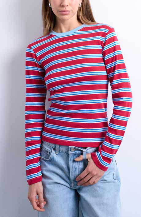 Topshop Everyday Stripe Long Sleeve Cotton T-Shirt