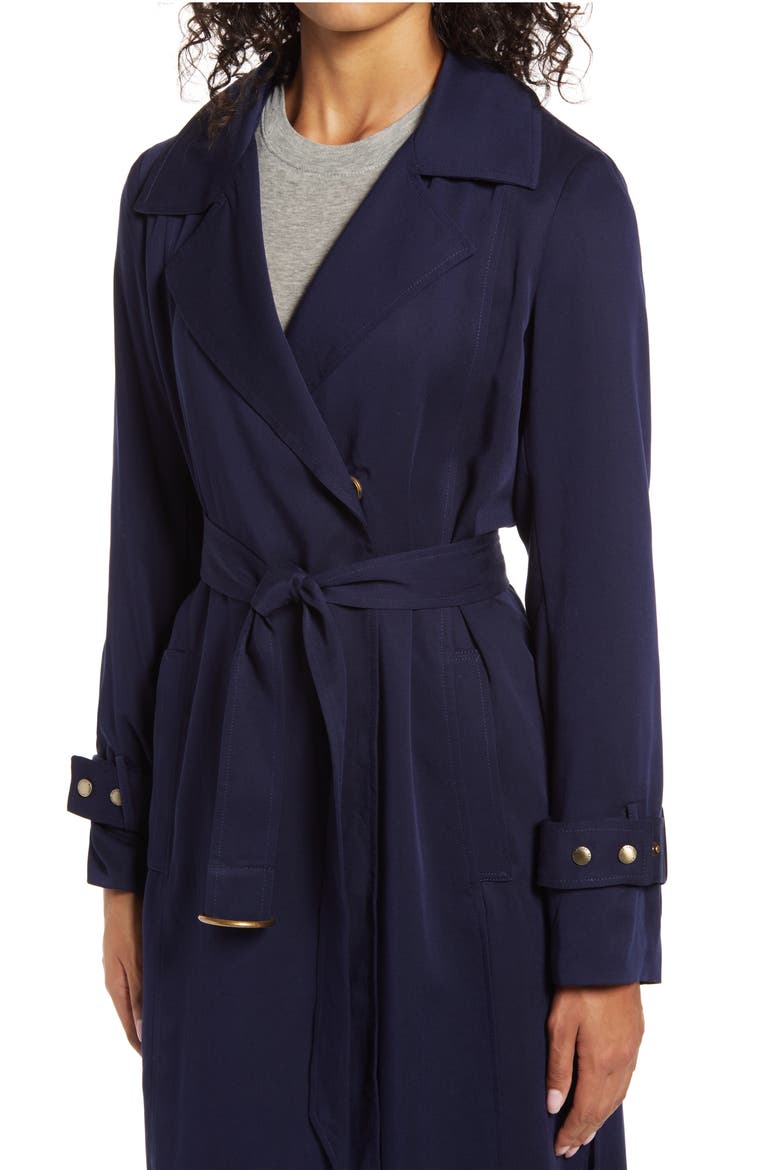 Belted Trench Coat, Alternate, color, NAVY