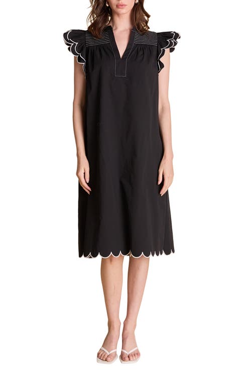 Scallop Hem Midi Dress