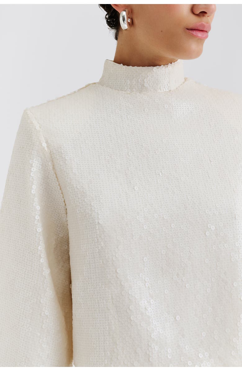 Malina Line Longsleeve Sequin Top, Alternate, color, Vanilla