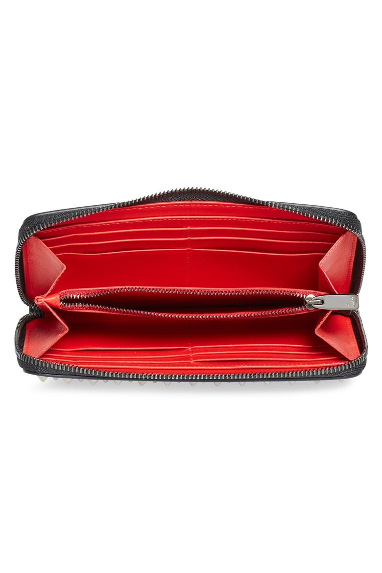 'Panettone' Spiked Calfskin Wallet, Alternate, color, BLACK/ GUN METAL
