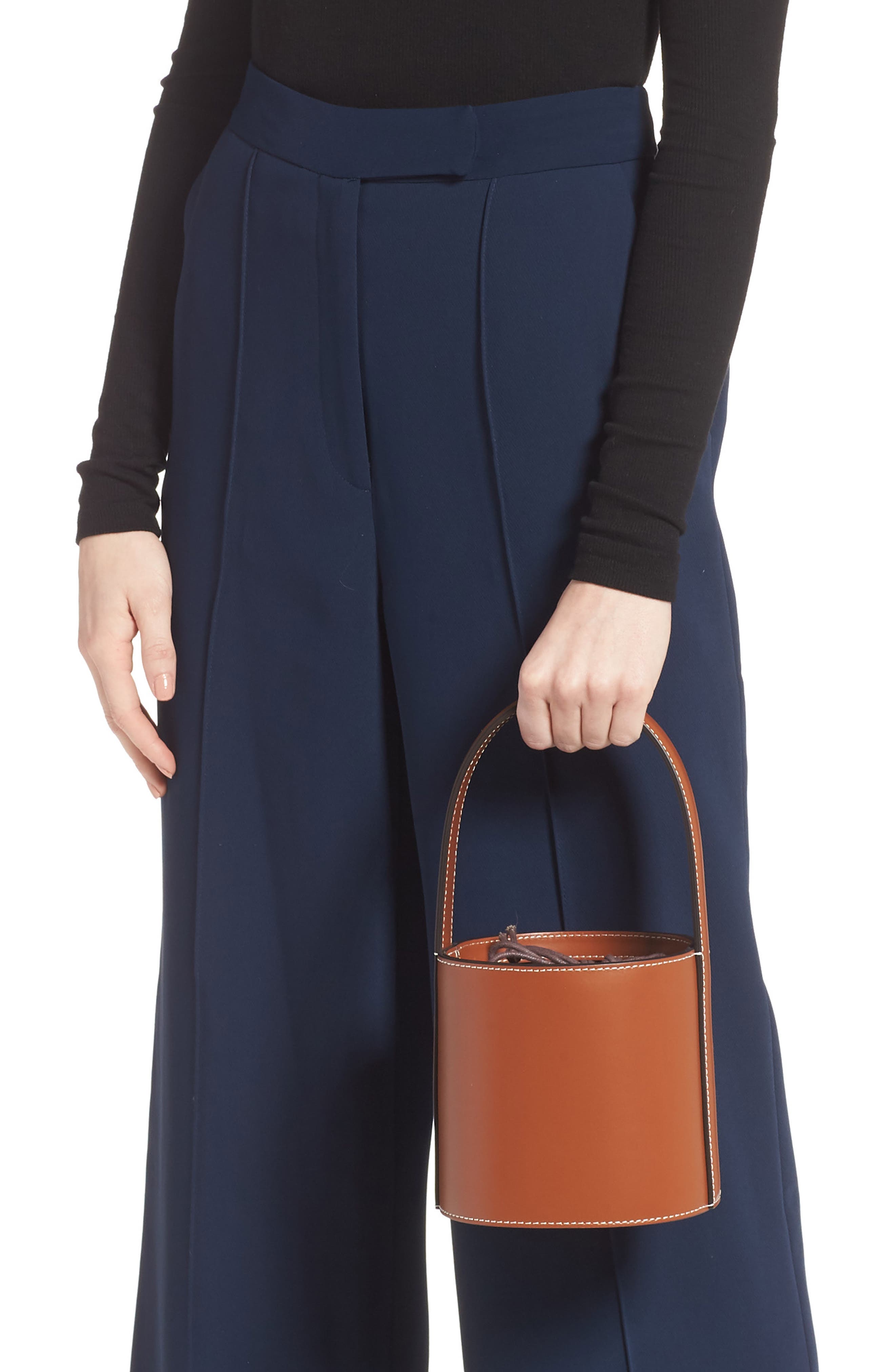 STAUD Mini Bissett Leather Bucket Bag, Alternate, color, 
