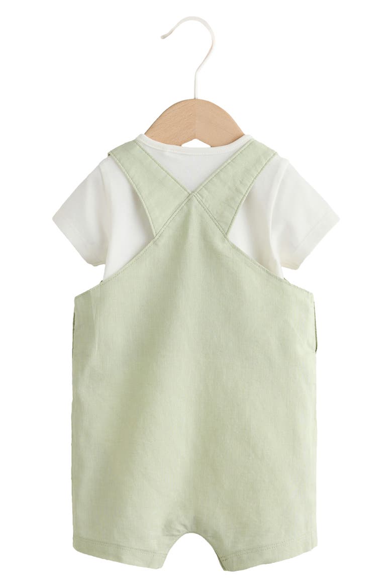 Bodysuit & Dungaree Romper Set, Alternate, color, GREEN