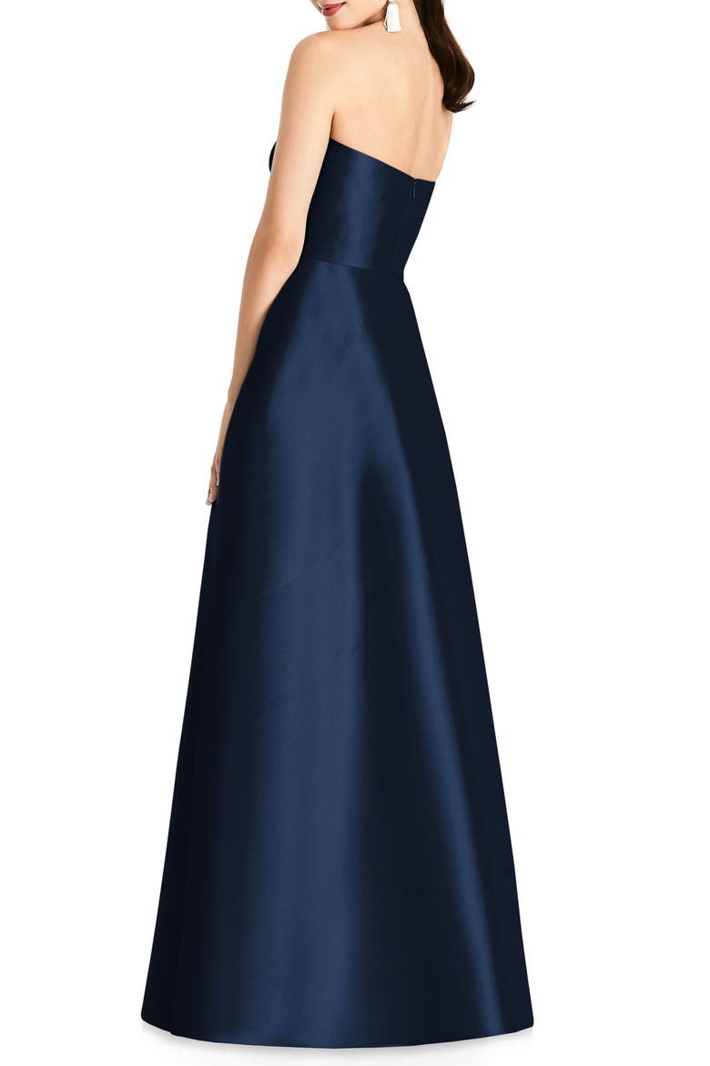 Strapless Satin A-Line Gown, Alternate, color, MIDNIGHT