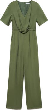 MANGO Knotted Short Sleeve Jumpsuit
