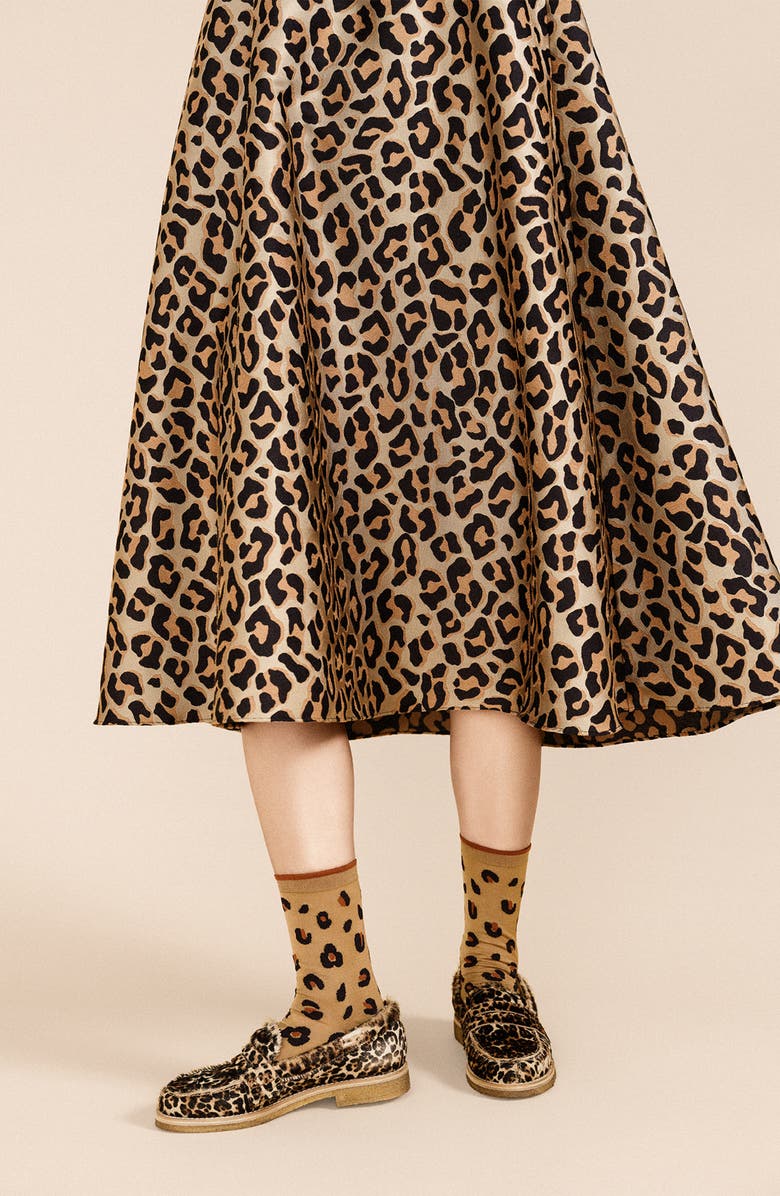 Hansel From Basel Cheetah Crew Socks, Alternate, color, Ochre