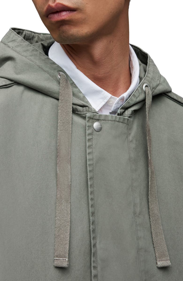 AllSaints Comiso Hooded Cotton Coat, Alternate, color,