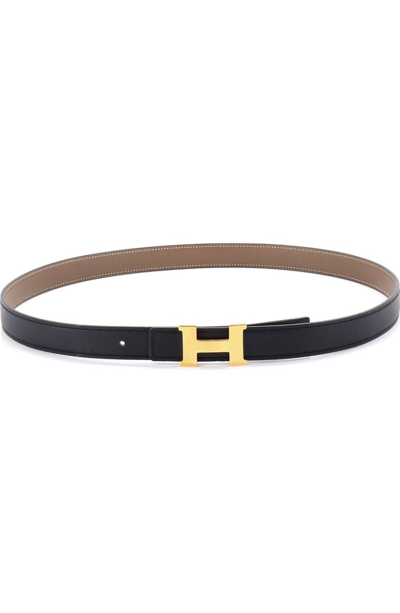 Pre-Owned Hermes Constance Reversible Belt Leather Thin, Alternate, color, Black