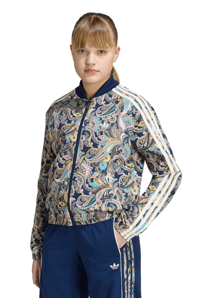 Kids' x Liberty london The Loose Crop Paisley Track Top, Main, color, NIGHT INDIGO/ MULTICOLOR