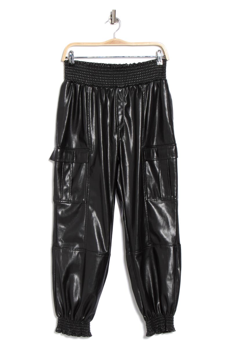 Cinq à Sept Jenning Lite Faux Leather Cargo Pants, Alternate, color, Black