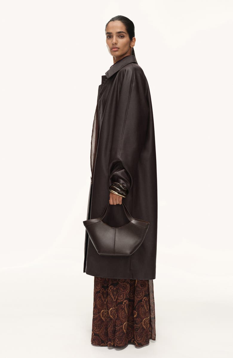 MANGO Faux Leather Coat, Alternate, color, Chocolate