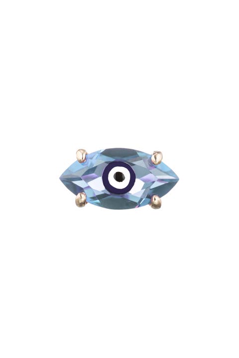 Blue Topaz Big Eye Stud Earring