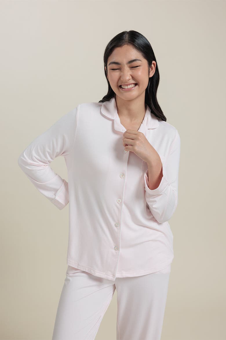 Natural Long Sleeve Pajama Top Shirt, Alternate, color, Rosewater