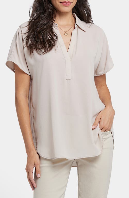 Nydj Becky Leaf Print Split Neck Woven Top In White