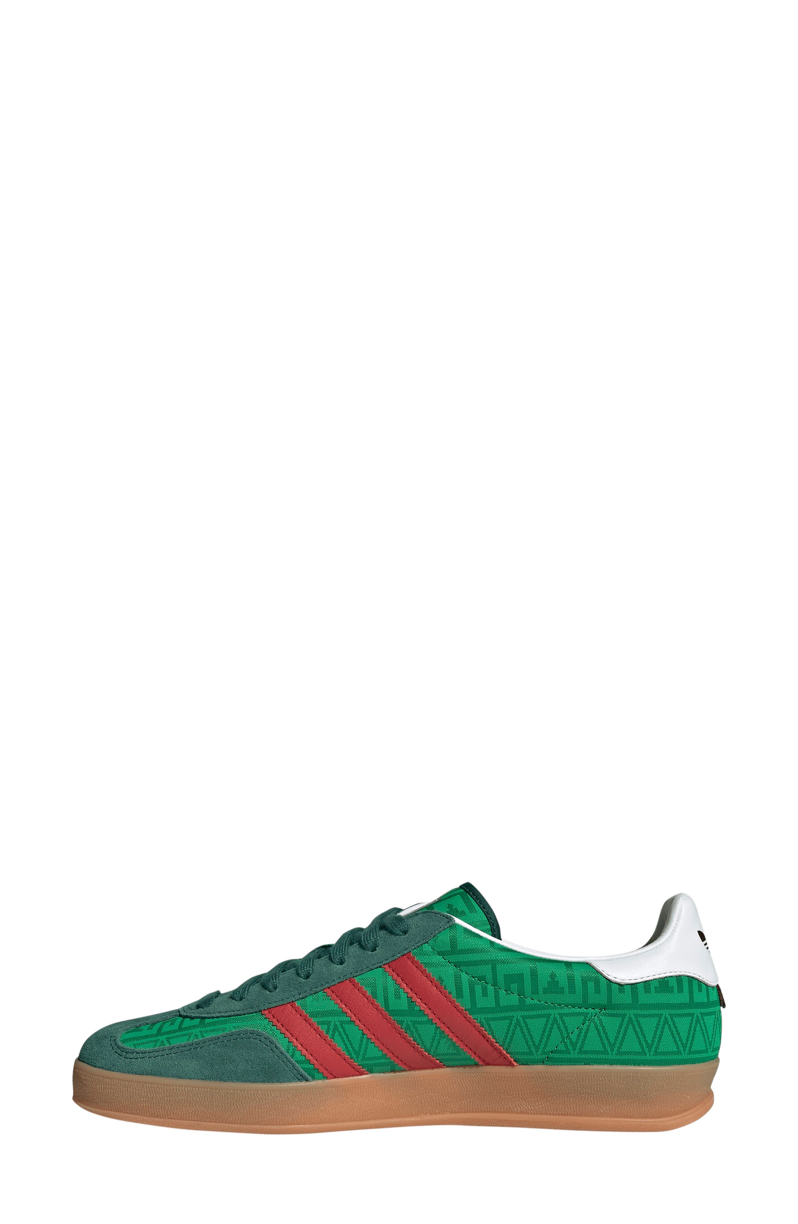 adidas Gazelle Indoor Sneaker, Alternate, color, Green/ Better Scarlet/ Green