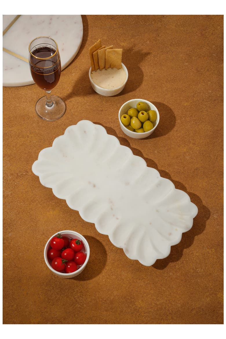 Scalloped Marble Platter, Alternate, color, WHITE