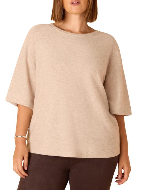Live Unlimited Short Sleeve Knitted Sweater In Brown