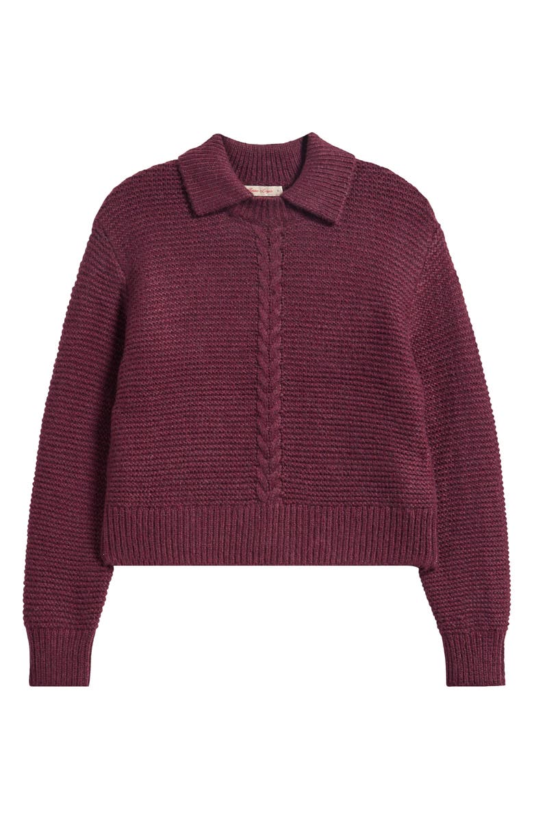 Marine Layer Everly Cable Detail Polo Sweater, Alternate, color, Fig