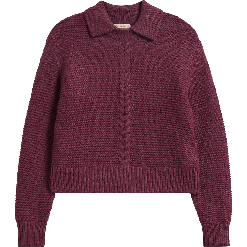Marine Layer Everly Cable Detail Polo Sweater In Purple
