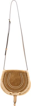 Chloé Medium Marcie Suede & Genuine Shearling Crossbody Bag