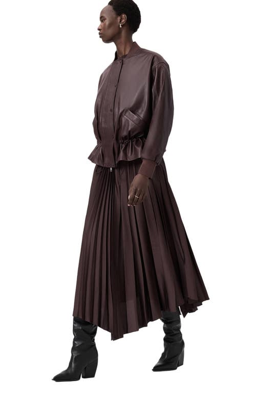 Allsaints Sofi Leather Bomber Jacket In Burgundy