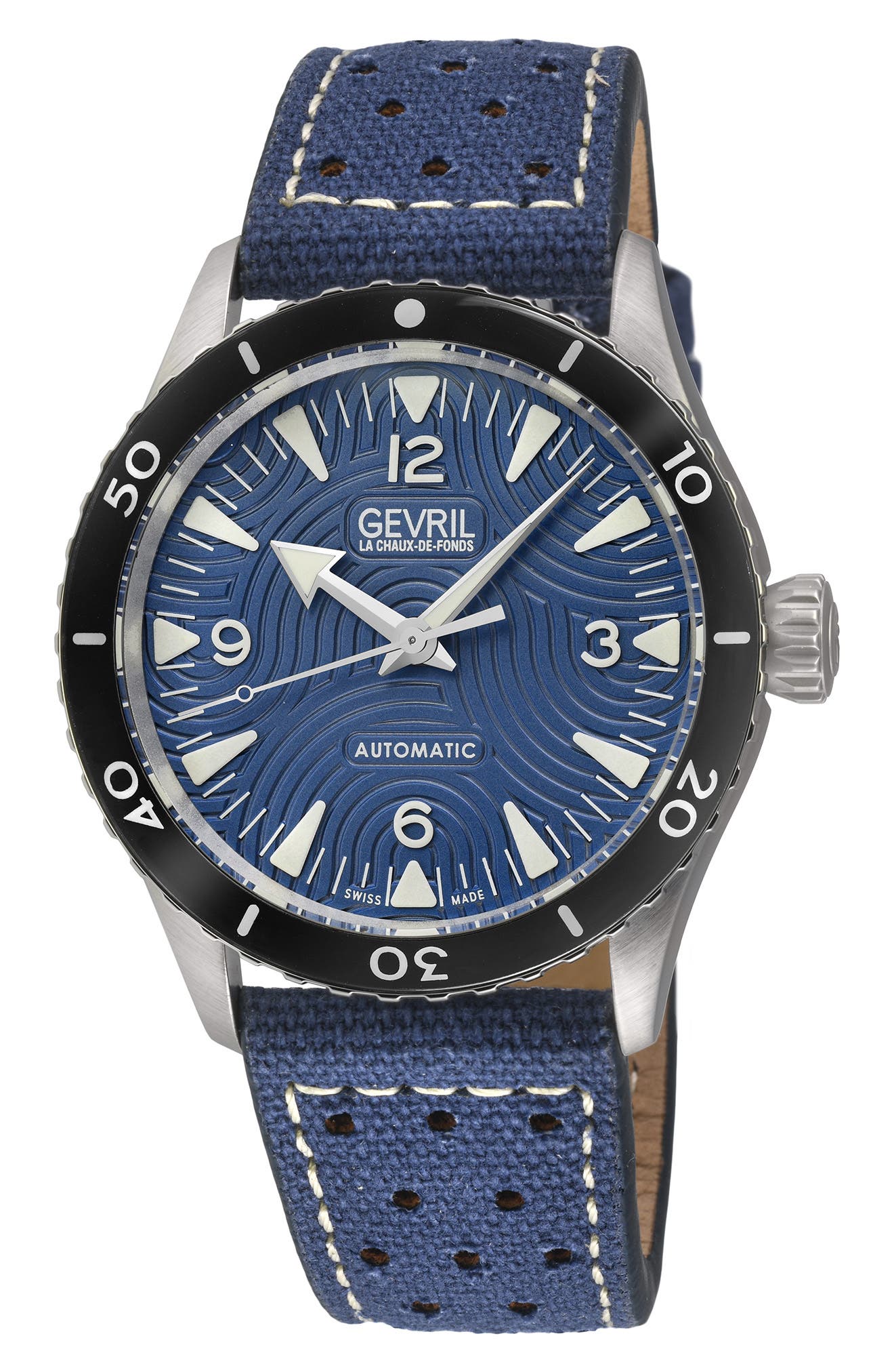Franklin Automatic Leather & Canvas Strap Watch, 40mm