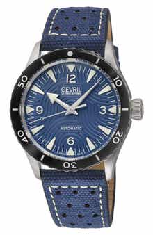 Franklin Automatic Leather & Canvas Strap Watch, 40mm