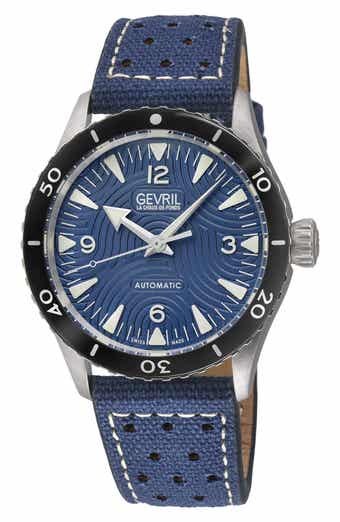 Franklin Automatic Leather & Canvas Strap Watch, 40mm