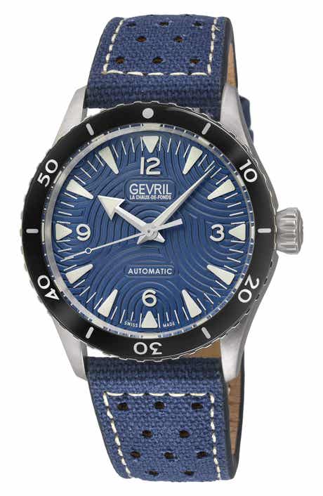 Franklin Automatic Leather & Canvas Strap Watch, 40mm