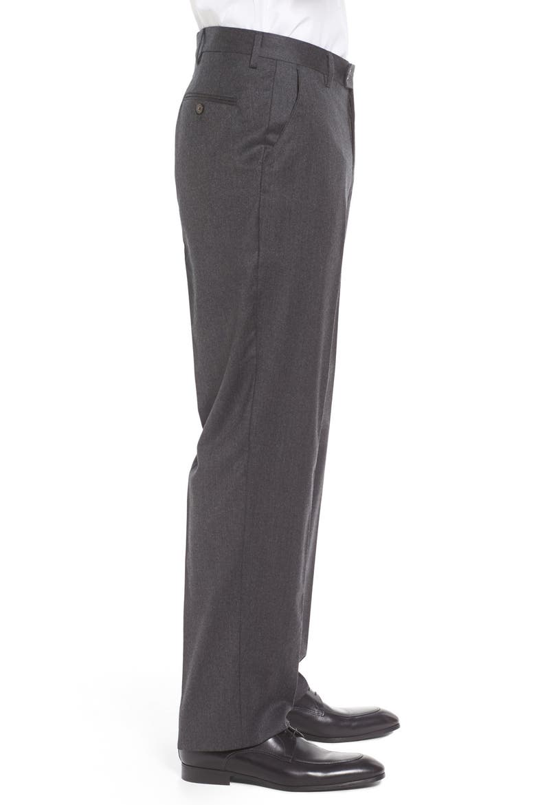 Lightweight Flannel Flat Front Classic Fit Dress Trousers, Alternate, color, MEDIUM GREY
