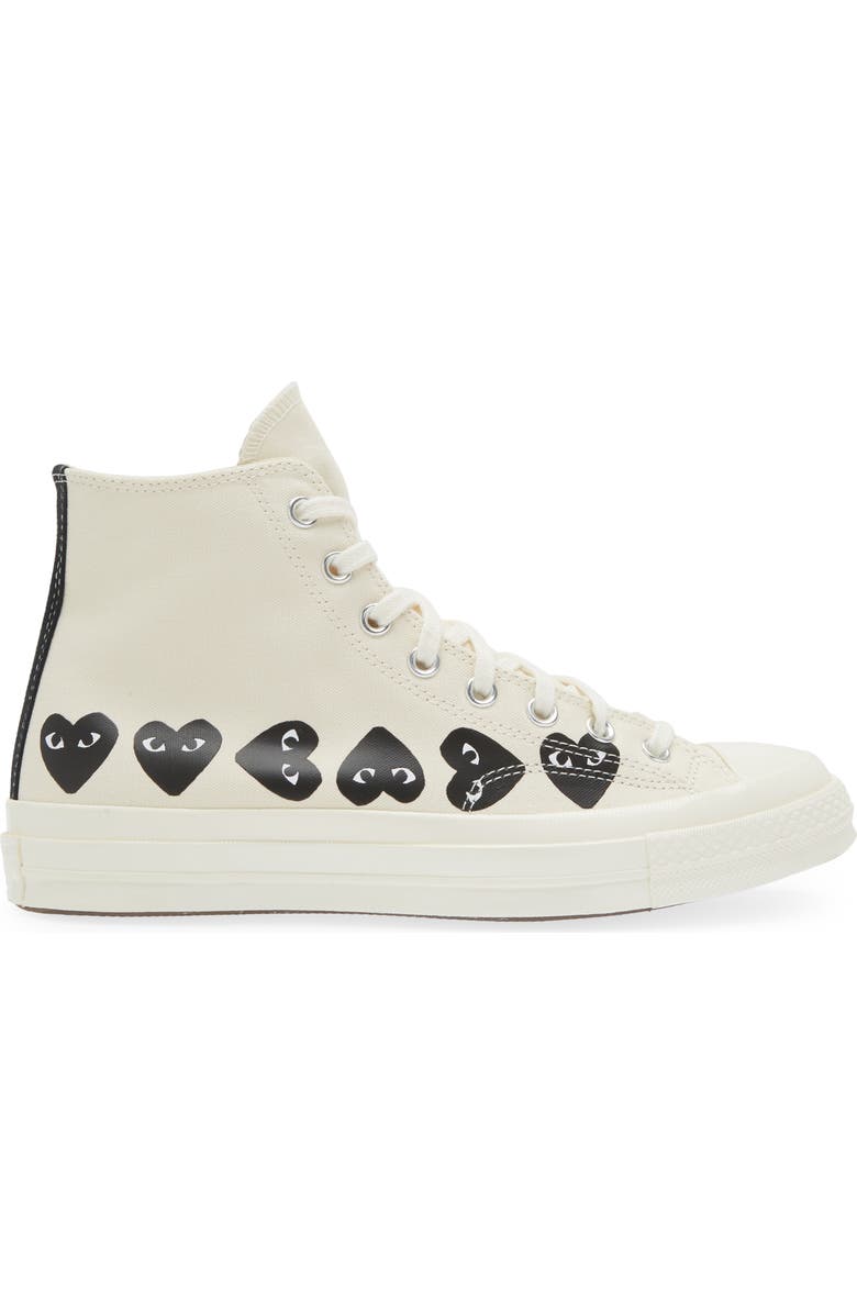 Comme des Garçons PLAY x Converse Gender Inclusive Chuck Taylor<sup>®</sup> Heart High Top Sneaker, Alternate, color, Beige