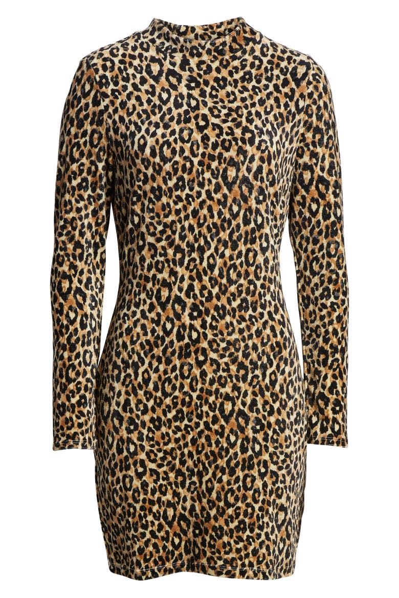 Mock Neck Body-Con Dress, Alternate, color, CREAM BLACK