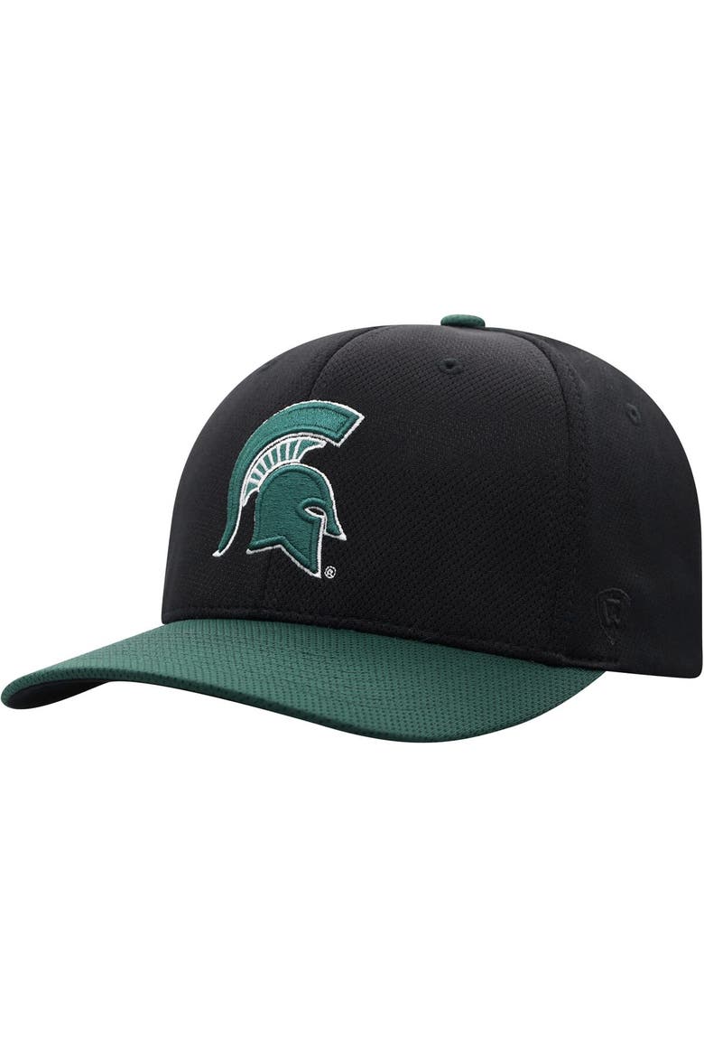 Men's Top of the World Black/Green Michigan State Spartans Two-Tone Reflex Hybrid Tech Flex Hat, Alternate, color, Black