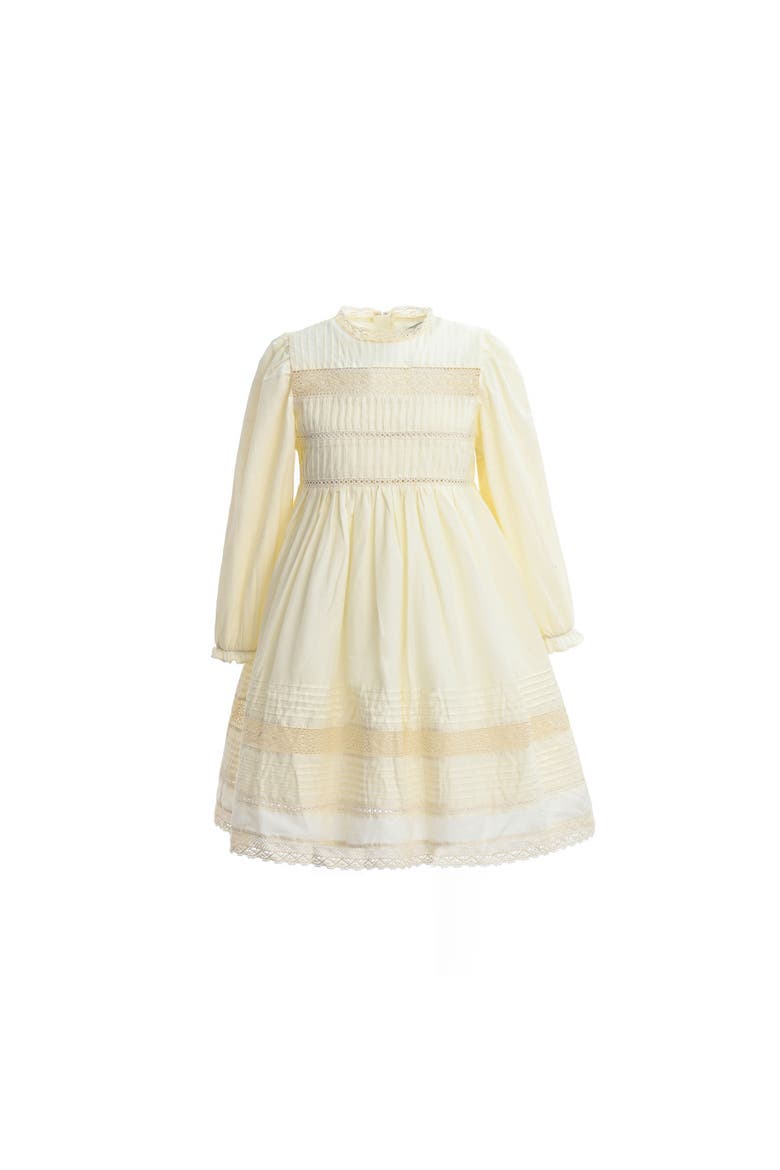 Pintuck & Lace Dress, Main, color, White