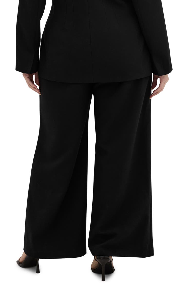 City Chic Alece Pleat Wide Leg Pants, Alternate, color, Black