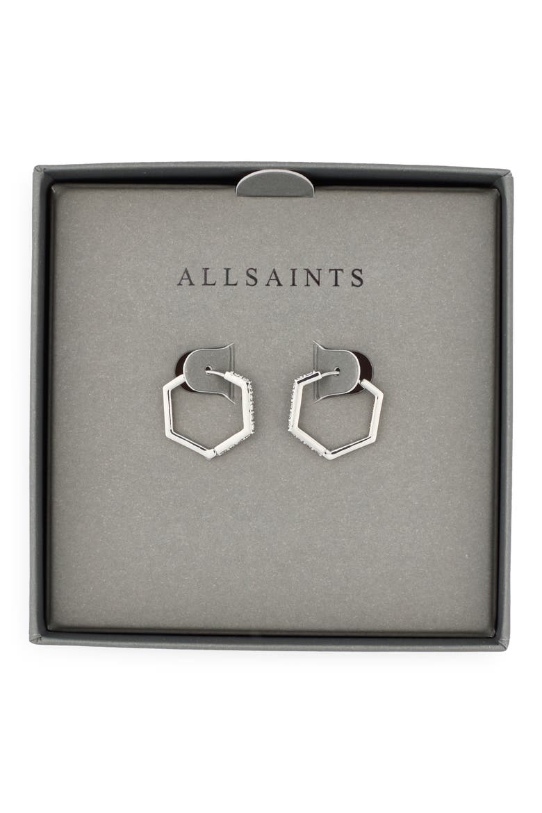 Crystal Hexagonal Hoop Earrings, Main, color, RHODIUM