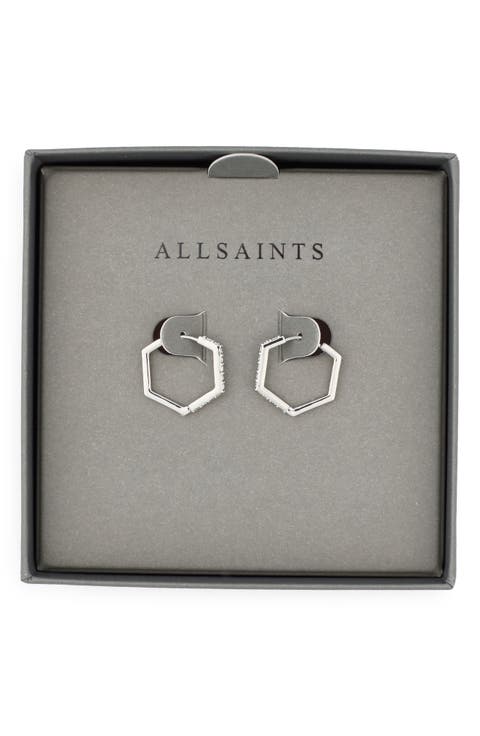 Crystal Hexagonal Hoop Earrings