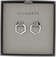 AllSaints Crystal Hexagonal Hoop Earrings