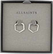 AllSaints Crystal Hexagonal Hoop Earrings