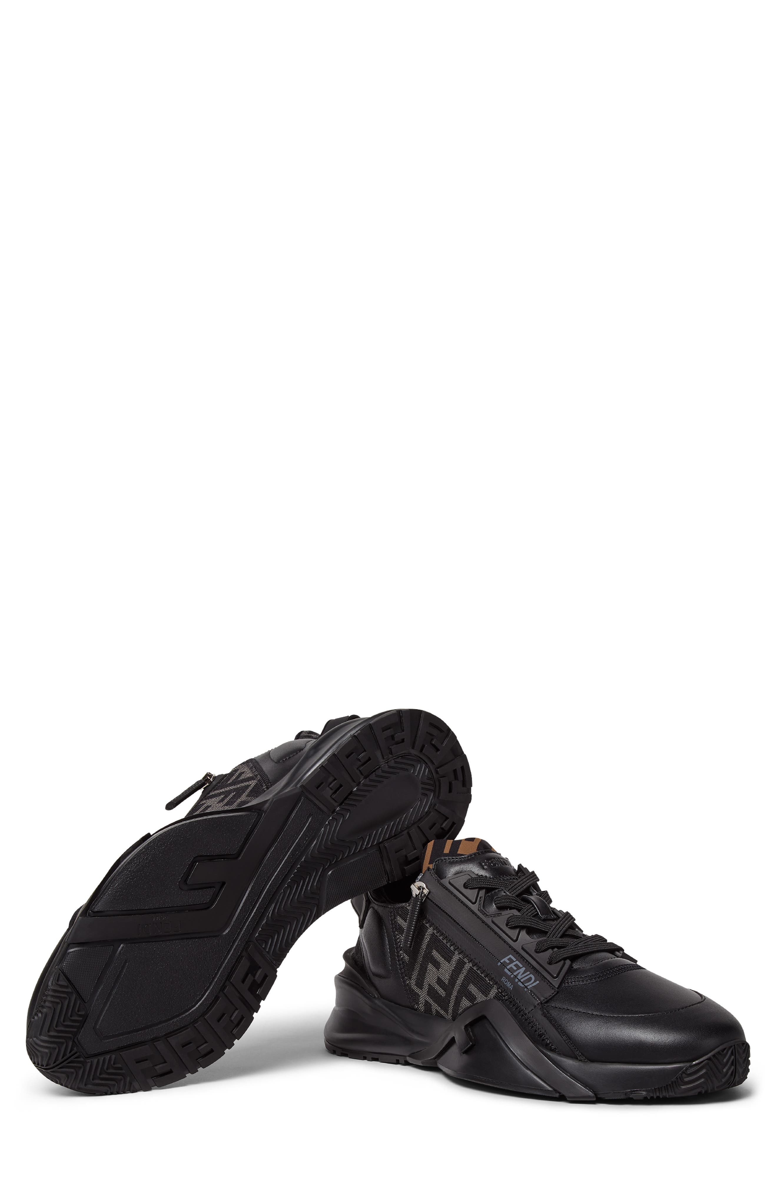 Fendi Flow Logo Low Top Sneaker, Alternate, color, Nero/ Grig.nero/ Nero