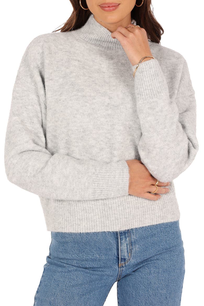Brianna Mock Neck Sweater, Main, color, HEATHER GREY