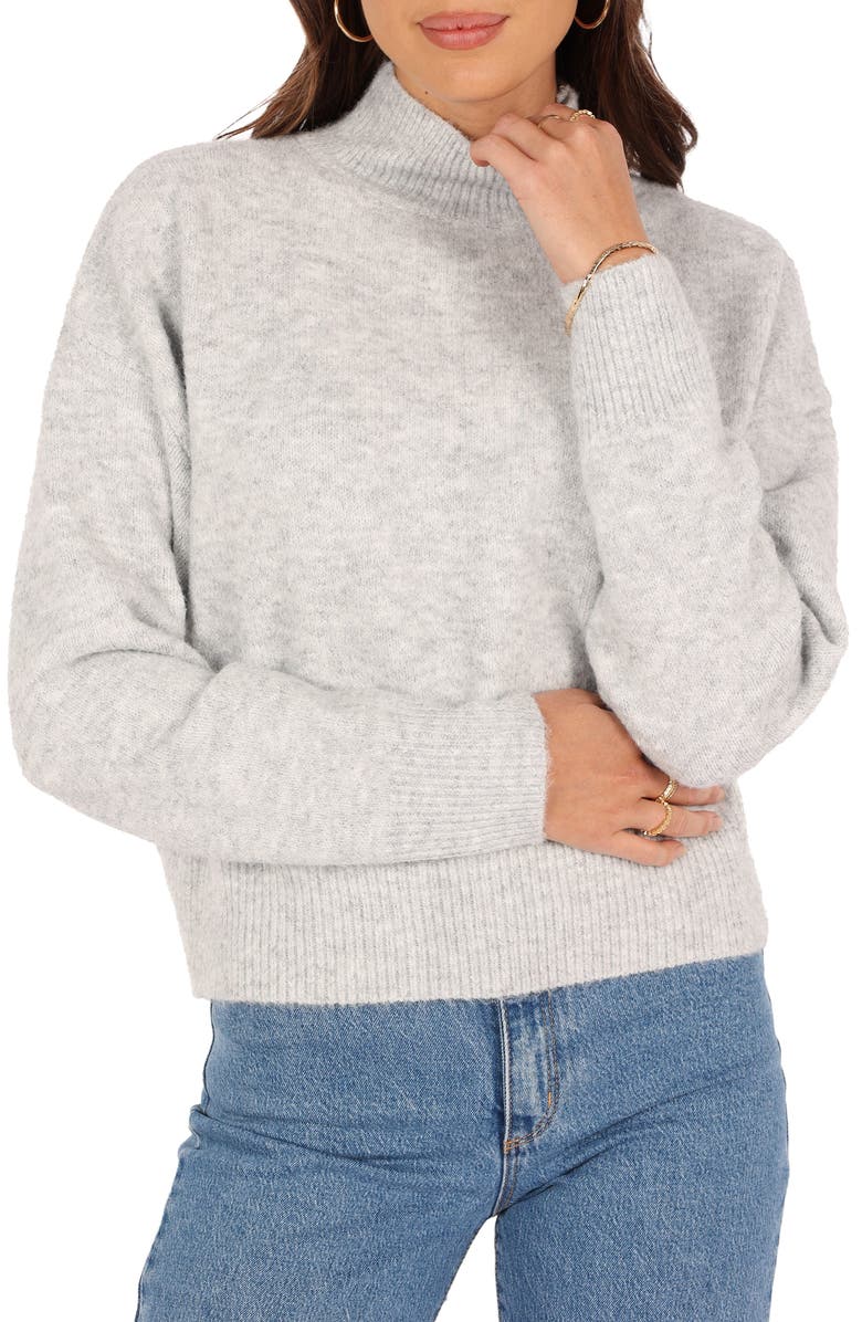 Petal & Pup Brianna Mock Neck Sweater, Main, color, Heather Grey
