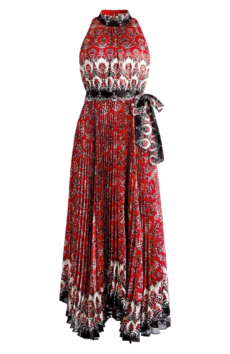 Alice + Olivia Mertie Print Tie Waist Sleeveless Maxi Dress, Alternate, color,