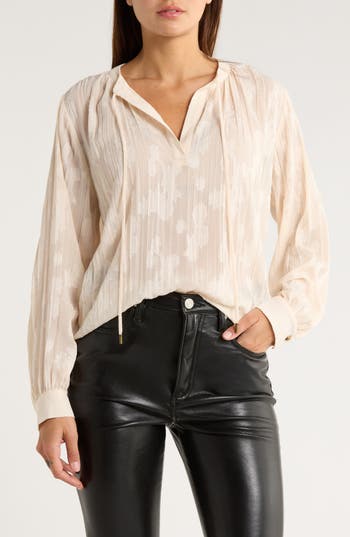 Melrose And Market Jacquard Boho Top In White