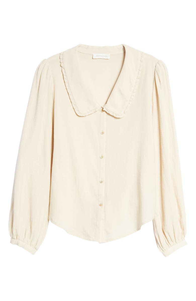 Treasure & Bond Ruffle Collar Cotton Button-Up Shirt, Alternate, color, 