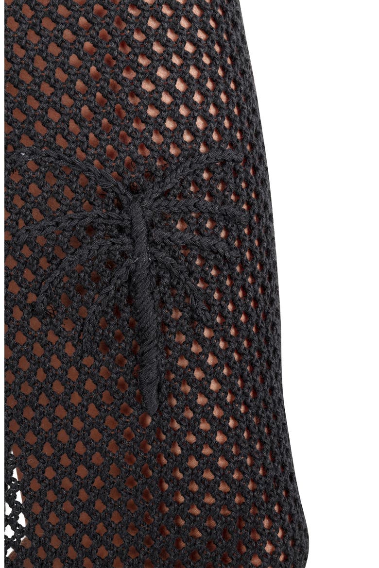 Embroidered Open Knit Midi Skirt, Alternate, color, BLACK