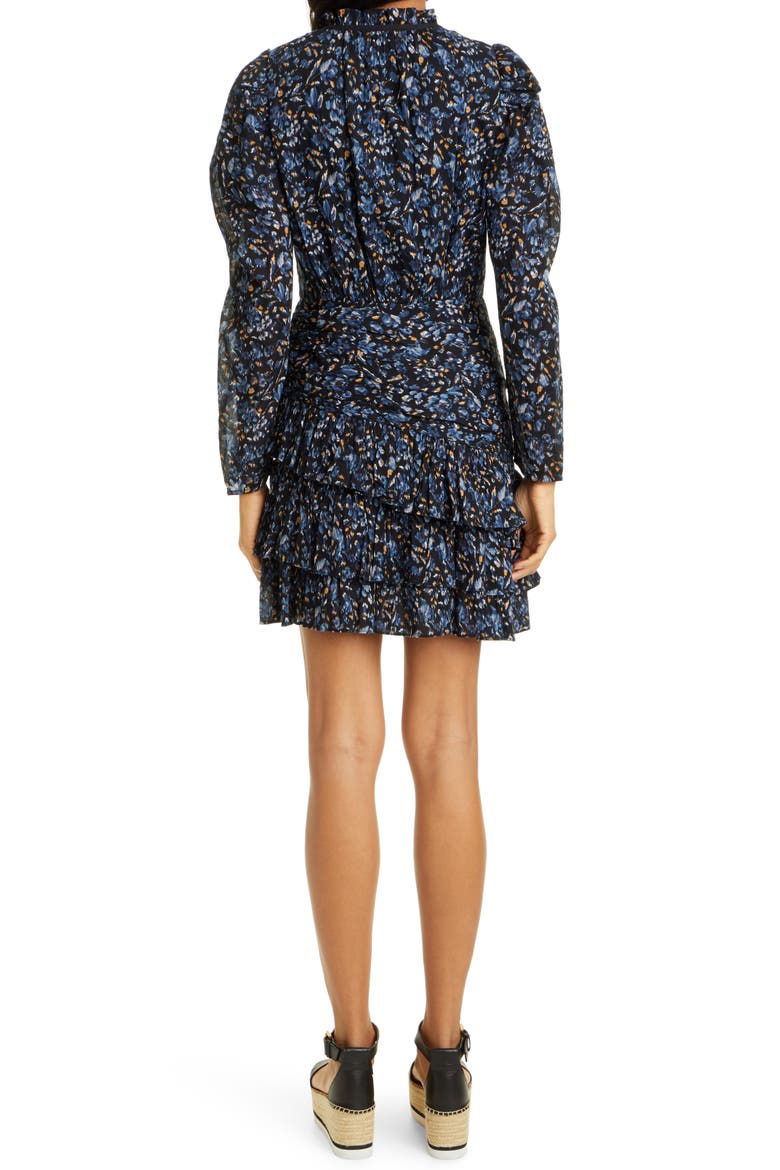 Marielle Floral Long Sleeve Minidress, Alternate, color, MIDNIGHT