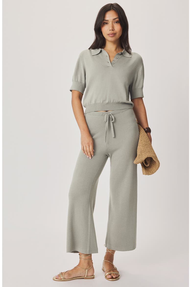 Christa Crop Polo Sweater, Alternate, color, EUCALYPTUS GREEN