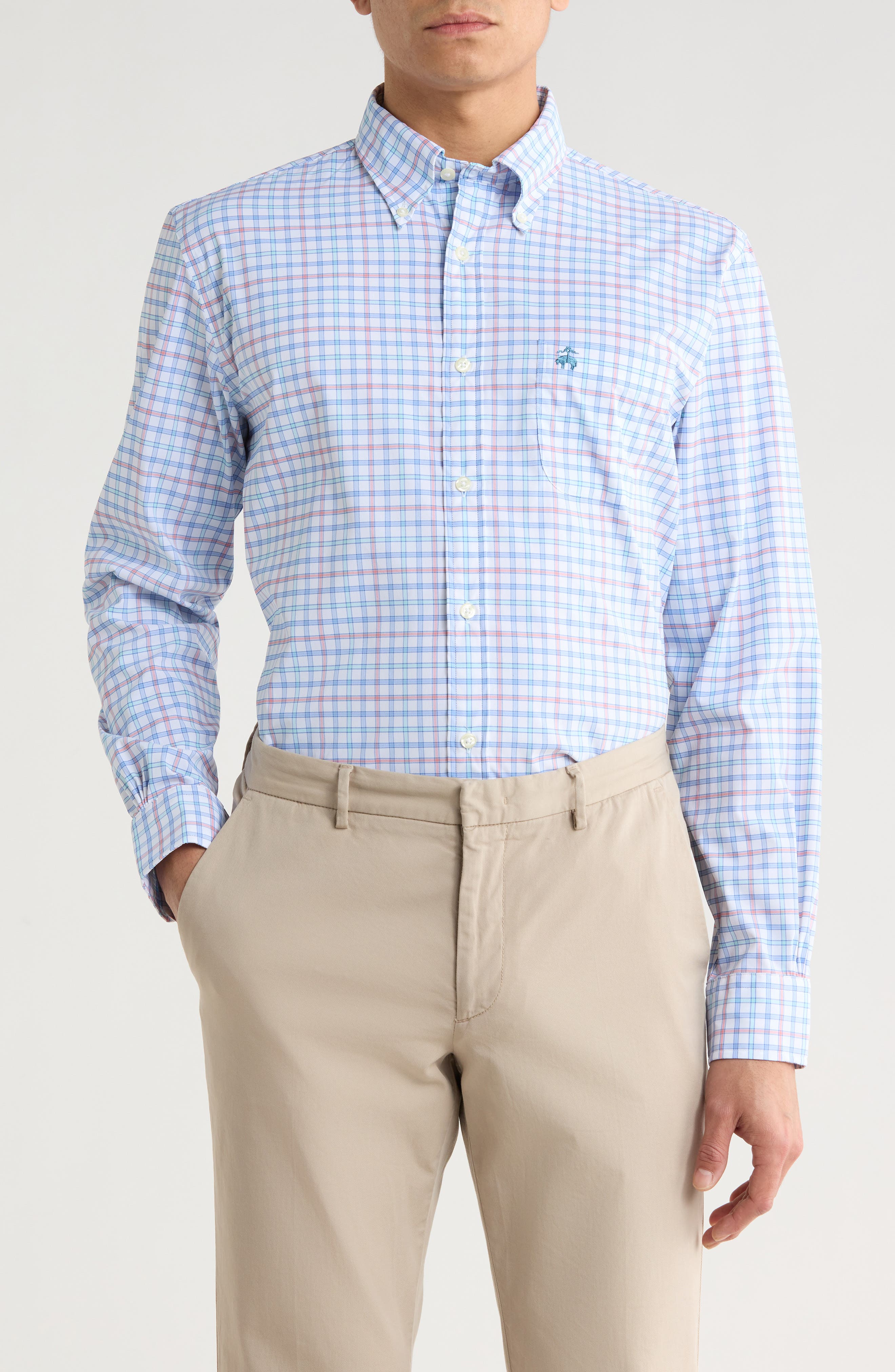 Brooks Brothers Sport Fit Stripe Plaid Button-Down Shirt